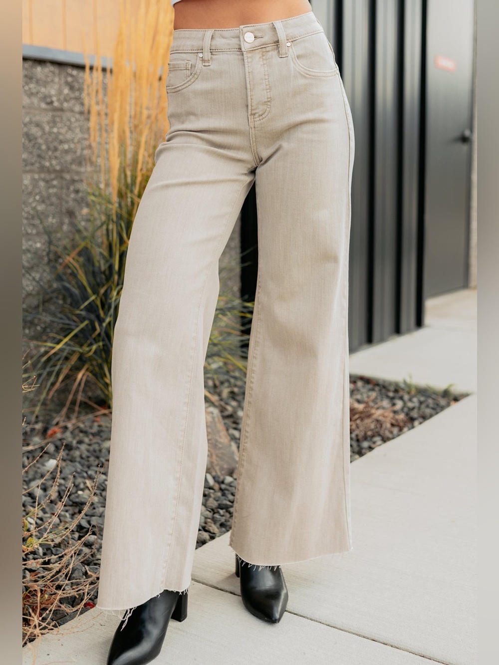 RISEN Jeans Tummy Control Wide Leg Palazzo Jeans-Almond 7/28
